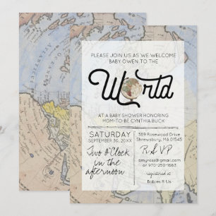 Invitation Bienvenue dans le Monde - Baby Shower Voyage