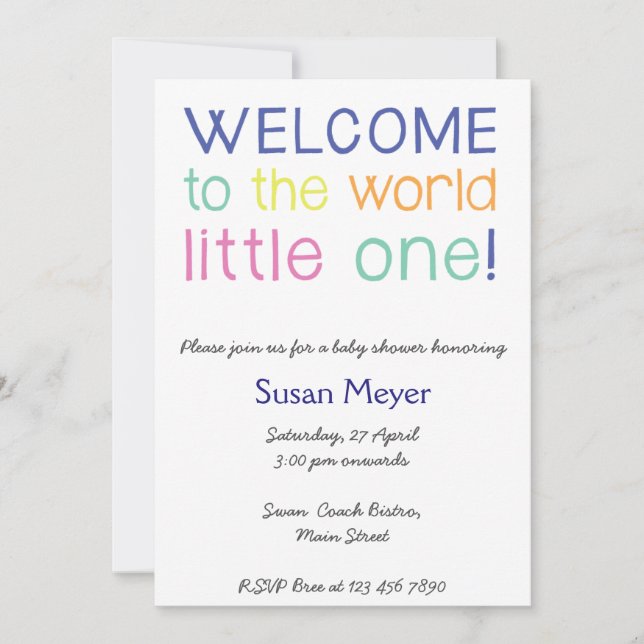 Invitation Bienvenue dans le monde petit un baby shower invit (Devant)