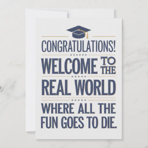 Invitation Bienvenue dans le monde réel drôle de remise des d