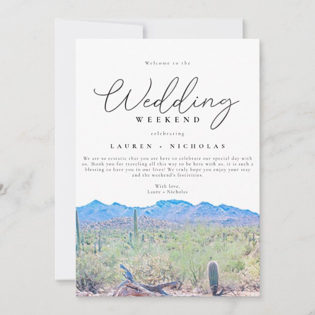 Invitation Bienvenue du week-end Mariage en Arizona (Devant)