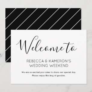 Invitation Bienvenue élégante de mariage noir et blanc