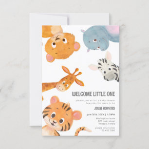 Invitation Bienvenue Little One Baby Animals Baby shower Invi