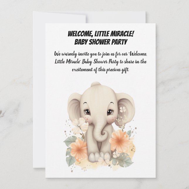 Invitation Bienvenue, Petit Miracle ! - BABY SHOWER (Devant)