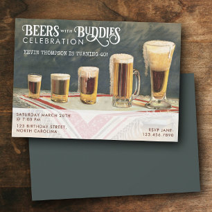 Invitation Bière Aquarelle Rustique Bière Copains Anniversair