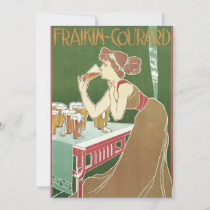 Invitation Bière Art Nouveau Vintage Brasserie Fraikin-Courar