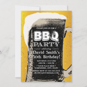 Invitation Bière barbecue 50e fête d'anniversaire