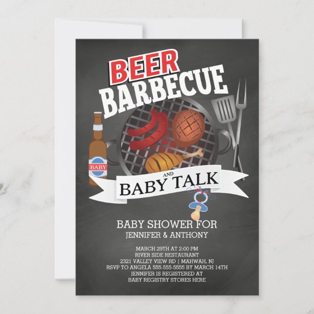 Invitation Bière Barbecue Baby Talk Baby shower (Devant)