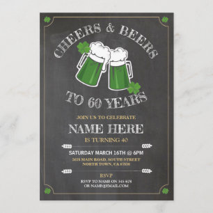 Invitation Bière Cheers Fête d'anniversaire Saint-Patrick