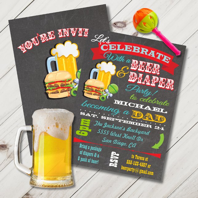 Invitation Bière et Baby shower de couches pour papa (Créateur téléchargé)