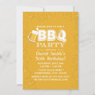 Invitation Bière et barbecue 50e fête d'anniversaire