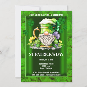 Invitation Bière irlandaise leprechaun gnome Irlande shamrock