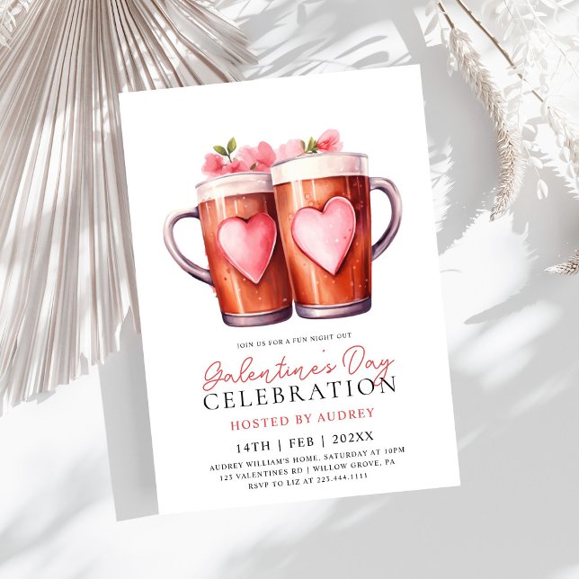 Invitation Bière Rose moderne fête de la Saint-Galentin (Créateur téléchargé)