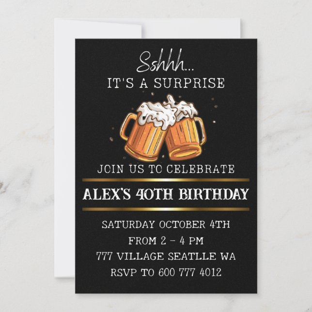 Invitation Bière Surprise Anniversaire (Devant)
