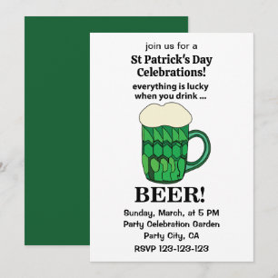 Invitation Bière verte Lucky Jour de la Saint Patrick