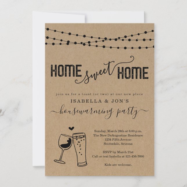 Invitation Bière & Vin Accueil Sweet Home Funny Ménage (Devant)