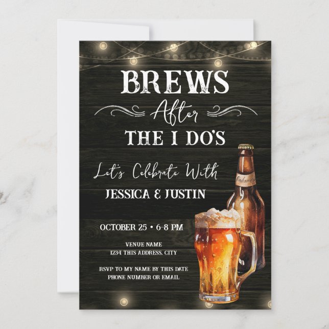Invitation Bières après la fête de mariage décontractée après (Devant)