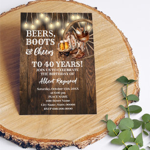 Invitation Bières Boots & Cheveux Western Pays Anniversaire
