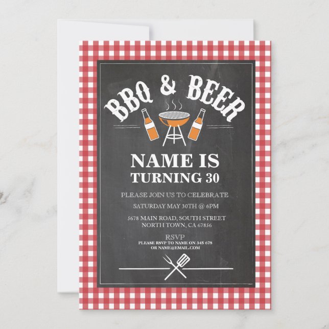 Invitation Bières & Cheers BBQ Anniversaire Fête N'IMPORTE QU (Devant)