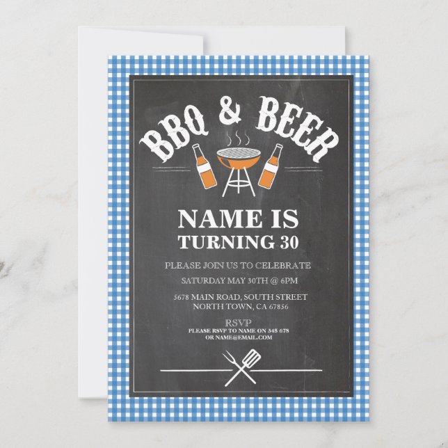 Invitation Bières & Cheers BBQ Anniversaire Fête N'IMPORTE QU (Devant)