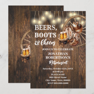 Invitation Bières de retraite Boots & Cheveux Western Party