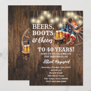 Invitation Bières patriotiques Boots & Cheers Pays Anniversai
