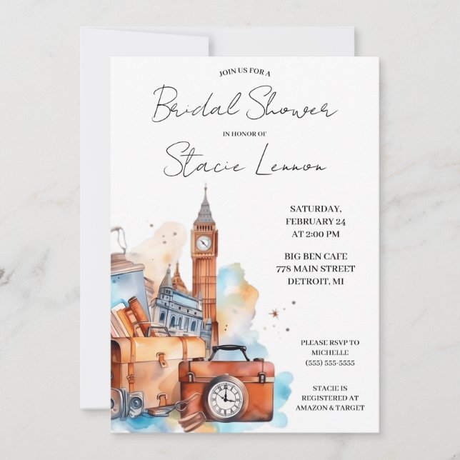 Invitation Big Ben, Londres, Royaume-Uni, Voyage Fête des mar (Devant)