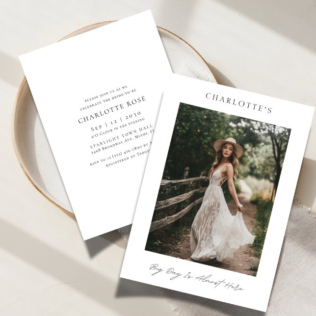 Invitation Big Day Simple Rustic Boho Fête des mariées Photo (Créateur téléchargé)