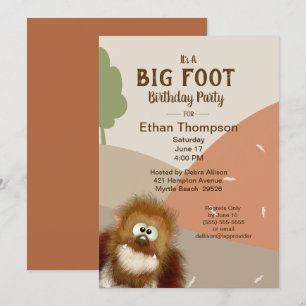 Invitation Big Foot / Sasquatatard fête d'anniversaire