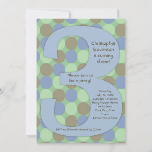 Invitation Big Number 3 3rd Boy's Birthday Party