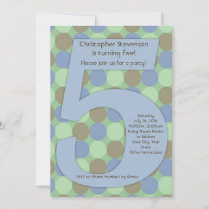 Invitation Big Number 5 Boy's 5th Birthday Party