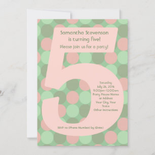 Invitation Big Number 5 Fille 5e fête d'anniversaire