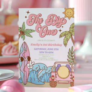 Invitation Big One Beach Surf Retro 1er anniversaire