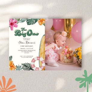 Invitation Big One Luau Beach Surf 1er anniversaire Photo