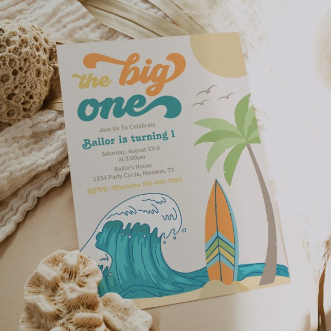 Invitation Big One Surf | Invitation Grande Vague (Créateur téléchargé)