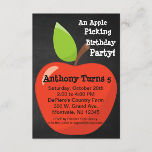 Invitation Big Red Pomme cueillir fête d'anniversaire