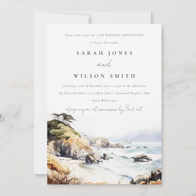 Invitation Big Sur California Landscape Wedding Anniversary (Devant)