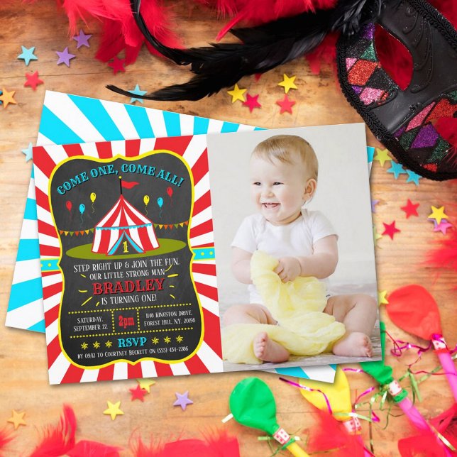 Invitation Big Top Carnival Carnival Chalkboard 1er anniversa (Créateur téléchargé)