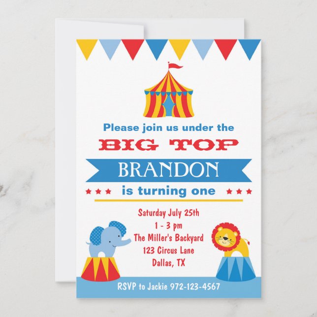 Invitation Big Top Circus (Devant)