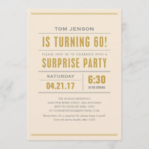 Invitation Big Type 60e anniversaire Surprise Party Invitatio