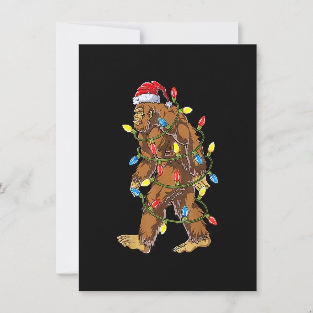 Invitation Bigfoot Père Noël Feux d'arbre de Noël Funky Noël  (Devant)