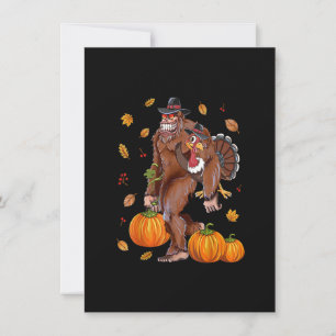 Invitation Bigfoot Sasquatch Dinde Pumpkin Joyeux Thanksgivin