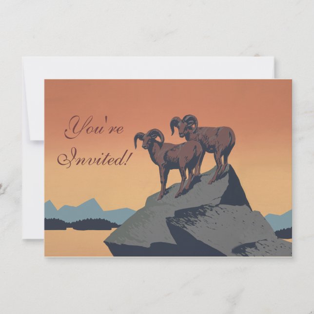 Invitation Bighorn Sheep American West Wildlife (Devant)