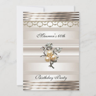 Invitation Bijou de nacre sépia clair Art déco pour 60e anniv