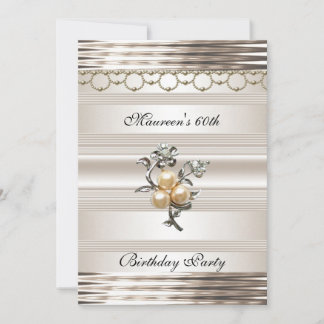 Invitation Bijou de nacre sépia clair Art déco pour 60e anniv