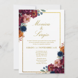 Invitation Bijou élégant avec cadre mariage espagnol