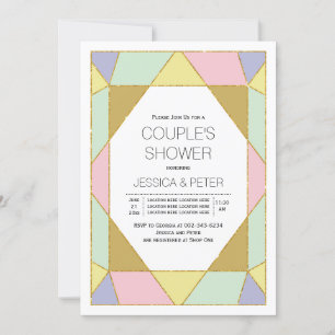Invitation Bijou géométrique bloc couleur mariage couples dou