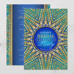 Invitation Bijoux Bohèmes Sarcelle Perles Dorées Robe de Mari