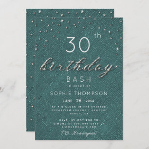 Invitation Bijoux Chic Emerald Sparkle Parties scintillant fê