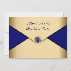 Invitation Bijoux en or bleu Elégante Femme 40e anniversaire