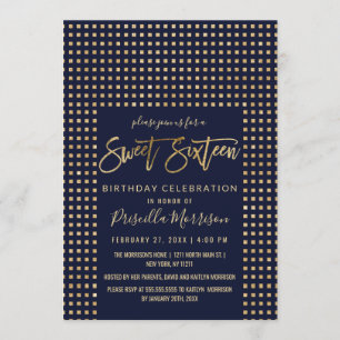 Invitation Bijoux en Parties scintillant d'or Marine Blue Swe